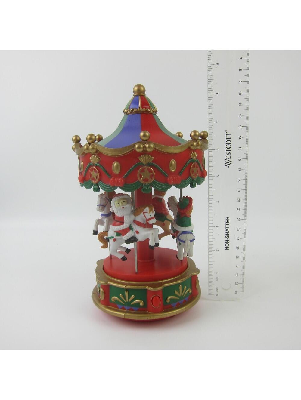 Vintage Christmas Electronic Carousel Horses Move & Plays 12 Melodies With Box - Picture 7 of 16